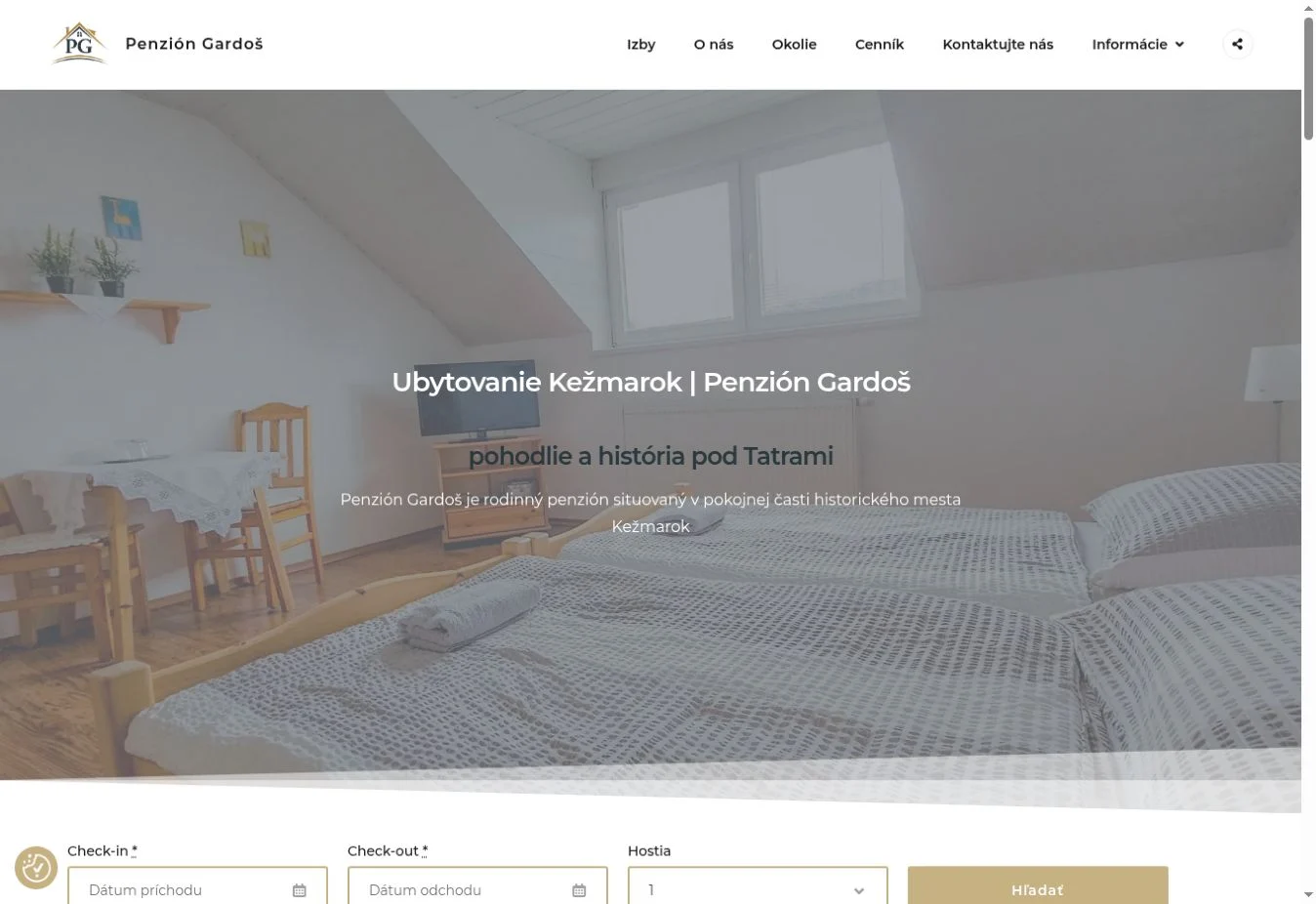 Úvodná stránka projektu Penzión Gardoš