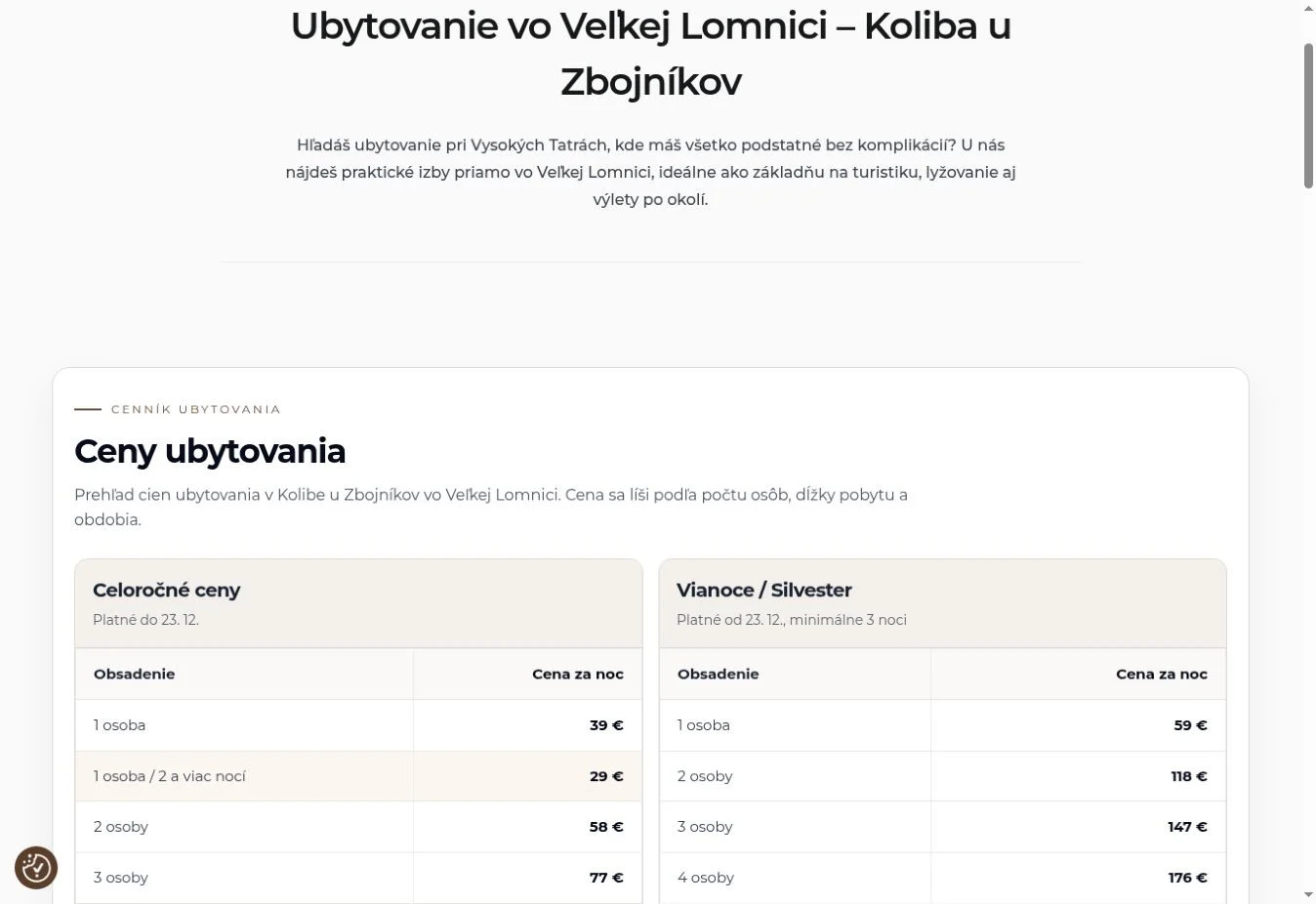 Detail obsahu projektu Koliba u Zbojníkov
