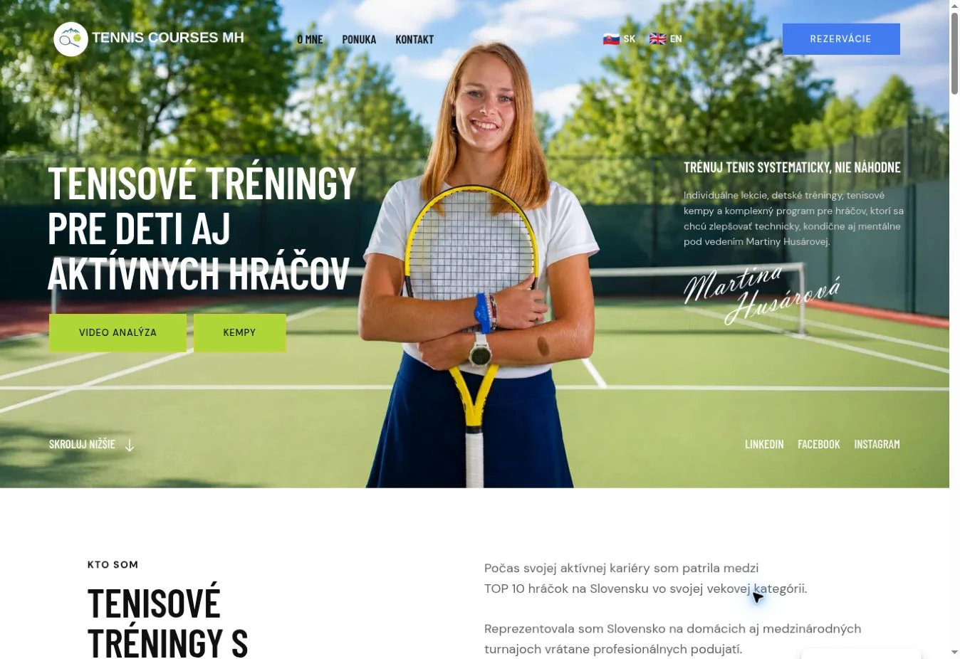Web Tennis Courses MH: tenisové tréningy, programy a kempy